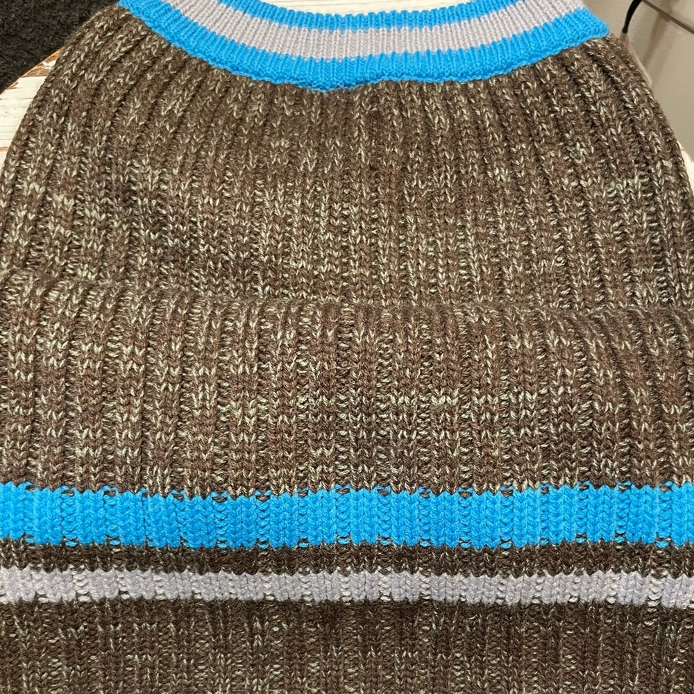Brown Pet  Sweater with Blue and Grey Stripes 4xlg